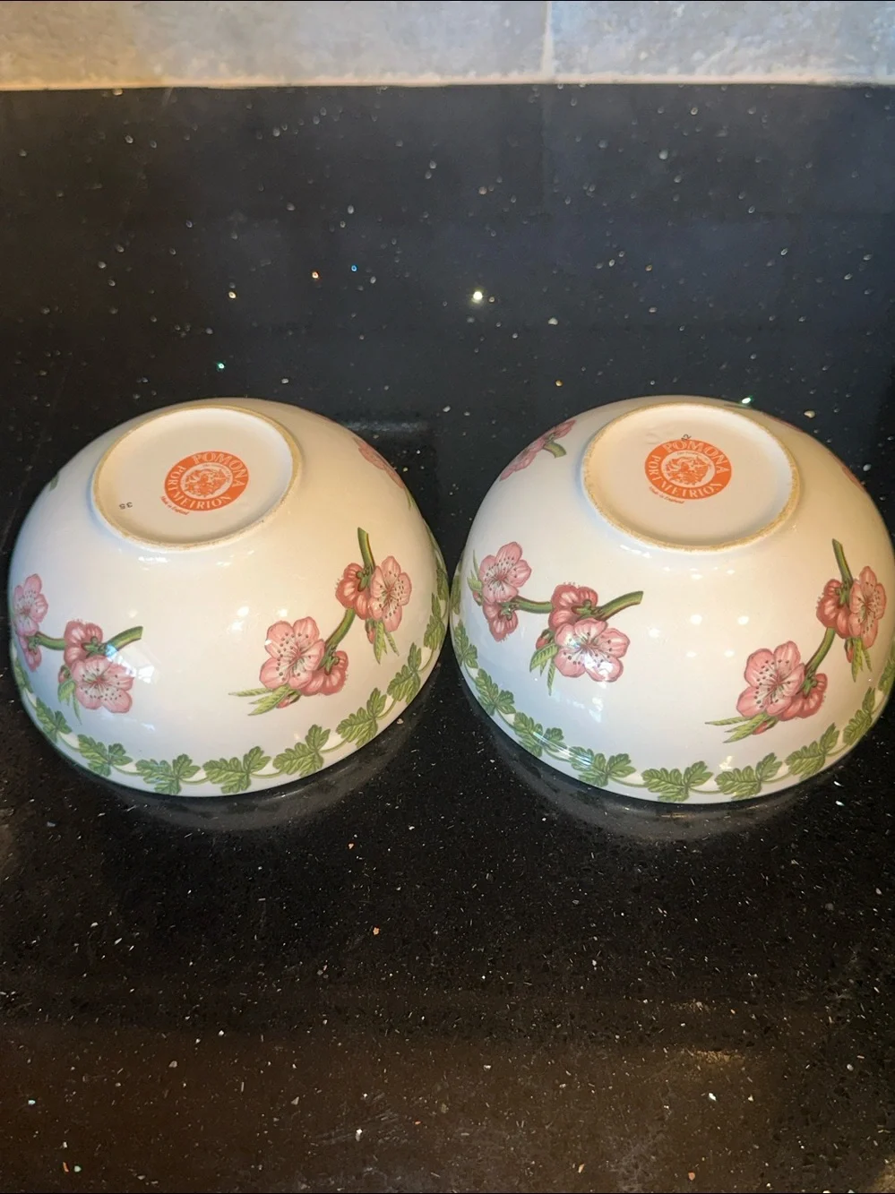 Set of Two Portmeirion Pomona Salad/Dessert/Fruit Bowls with Fruit Illustrations